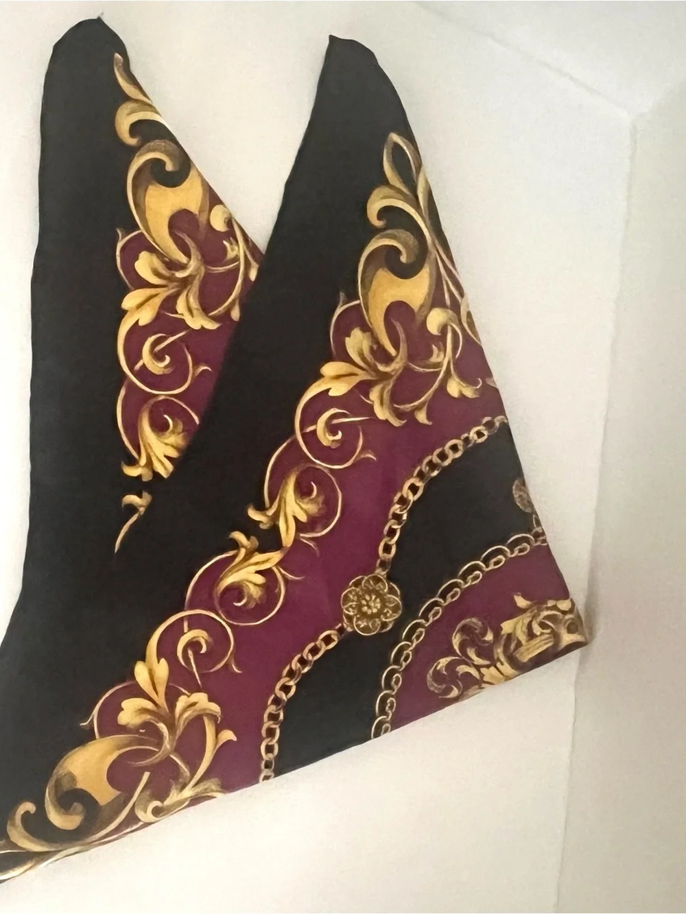 Baroque Chain Print Scarf in Magenta and Black Unbranded Mob Wife